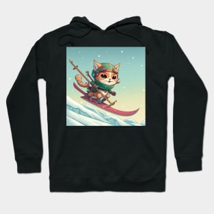 Cat on a Snowboard Hoodie